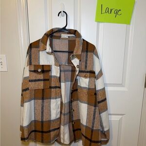 Plaid Women's Jacket - Brown and Cream